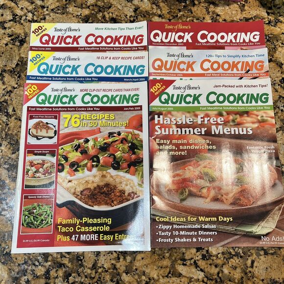 Lot Of Taste Of Homes Quick Cooking Back Issues Recipes Magazines 2005 set Of 6 - Picture 1 of 13